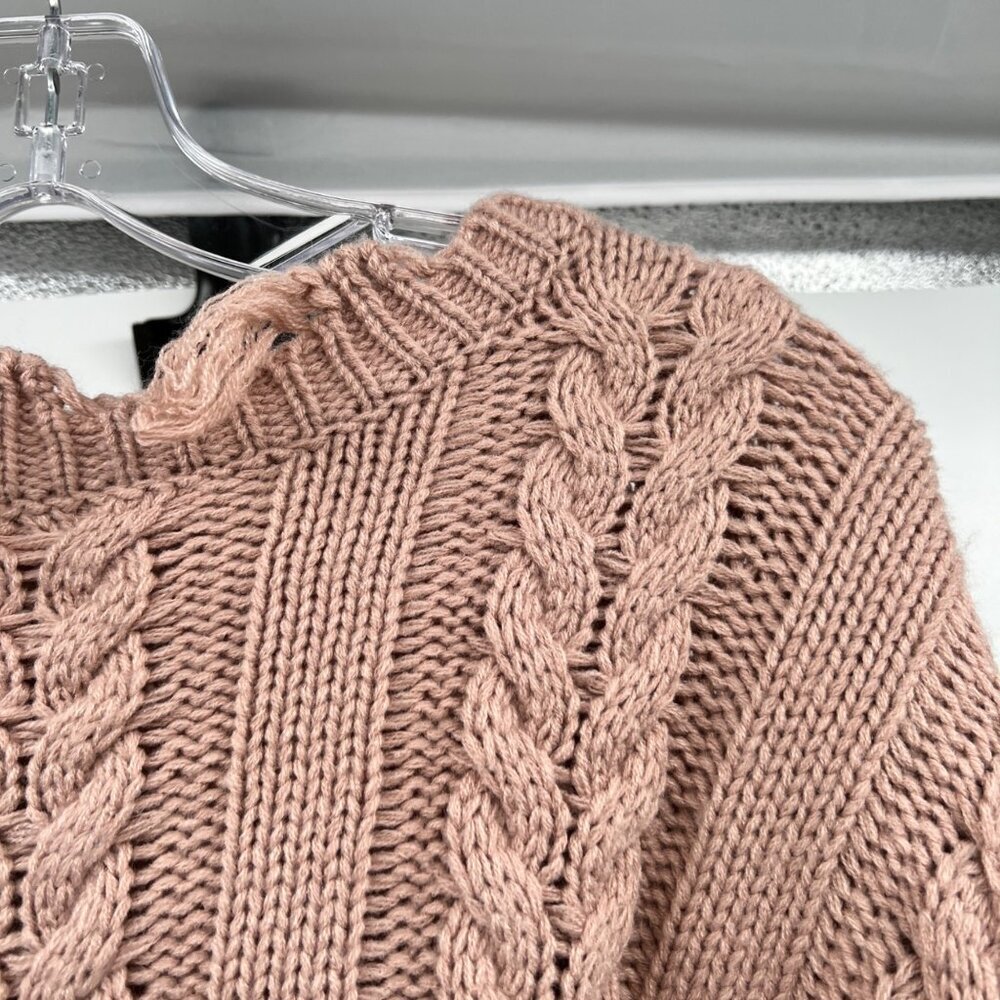 Altar'd State Womens Cable Knit Sweater Distressed Pink Size XS Oversized - Picture 4 of 9